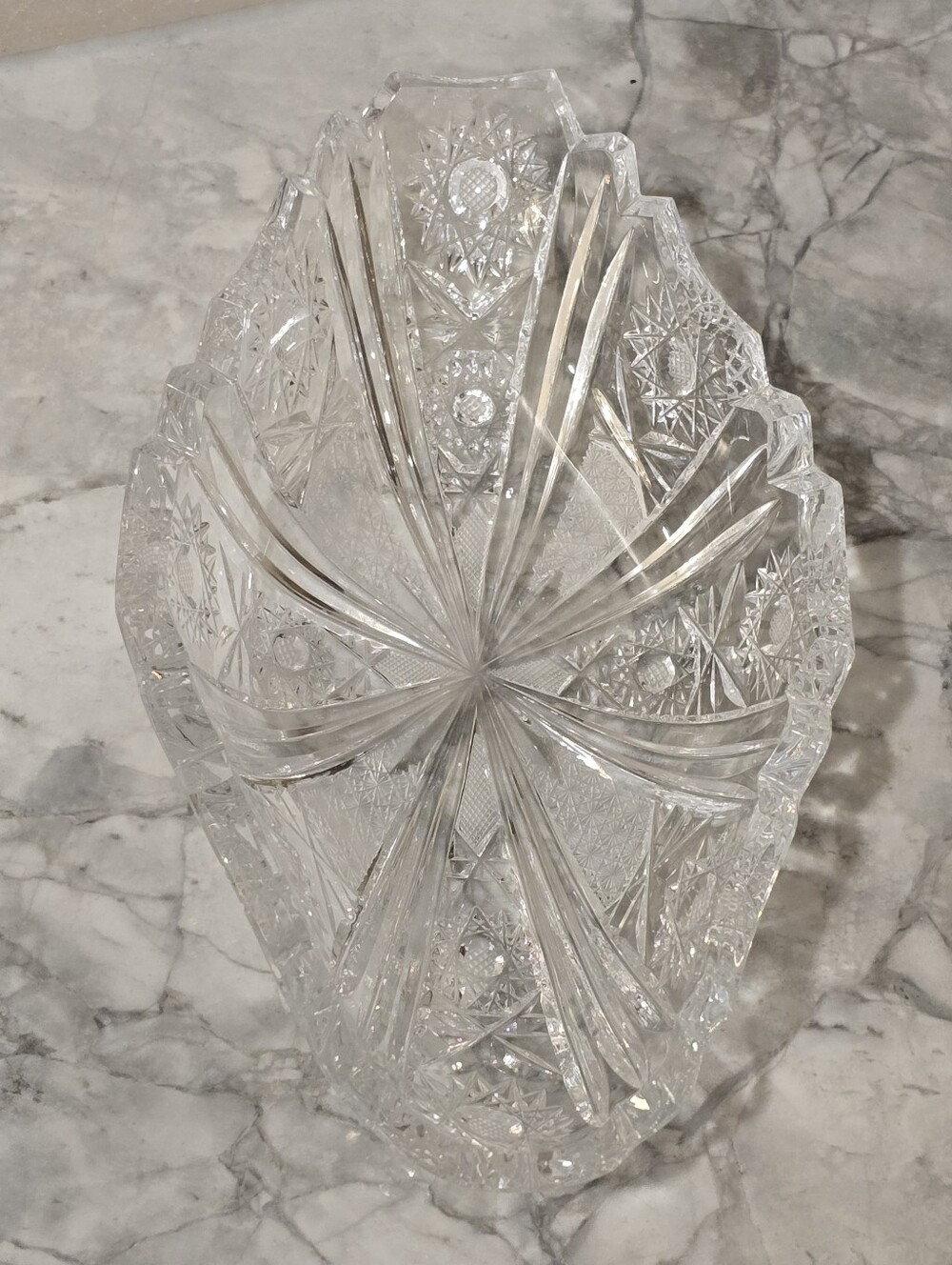 Vintage Heavy Crystal Glass Bowl Serving Tray